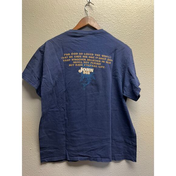 John 3:16 Shirt Forgiveness Redemption One And Only Son Blue Jesus Tee Medium - Picture 7 of 10